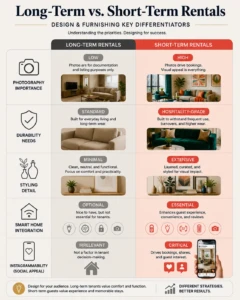 Design Differences: Short-Term Rental vs. Long-Term Rental