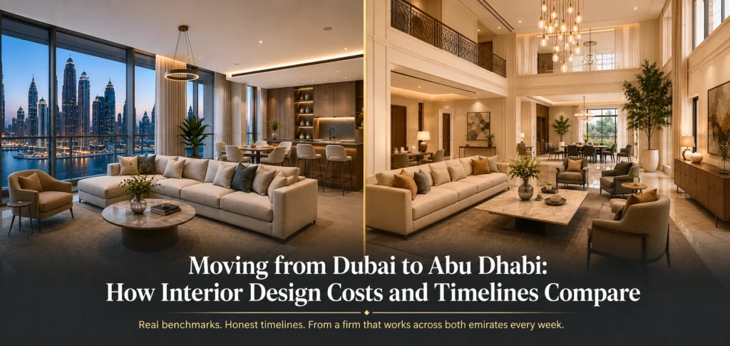 Moving from Dubai to Abu Dhabi How Interior Design Costs and Timelines Compare
