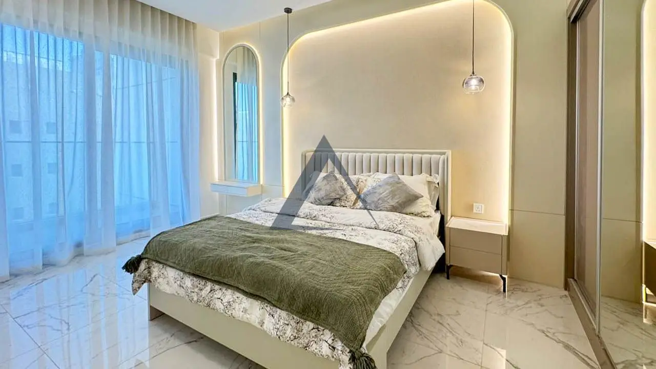 Bedroom styling, furnished rental apartment JVC Dubai