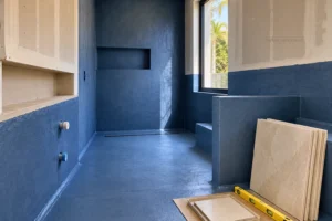 Wet area waterproofing and tiling